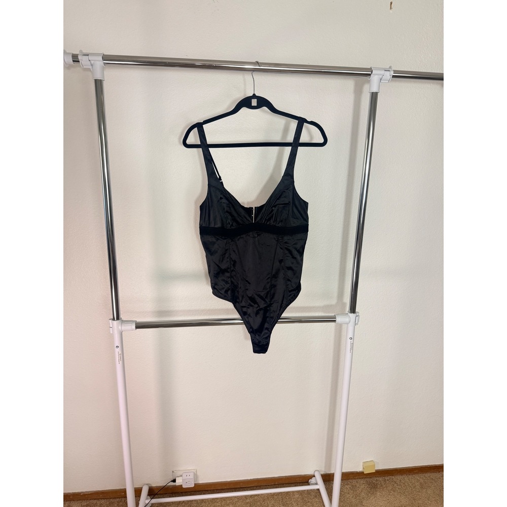 Free People Anywhere With You Satin Corset Bodysuit Black M NWT $68 FP128730CY
